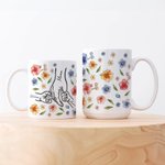 Gepersonaliseerde Keramische Mok met Naam Waterverfbloemen en 1 tot 9 Handjes Moederdag- en Verjaardagscadeau voor Mama en Oma