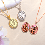 Personalizada Delicado Nacimiento Flor Nombre Foto Relicario Collar con Texto Cumpleaños Aniversario Día de la Madre Regalo para Mamá Abuela Mujer