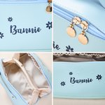 Personalizado Nombre Flor Multi-Compartimento PU Bolsa de maquillaje de cuero con nombre Esenciales de viaje Regalo de cumpleaños para Hermanas Amigos