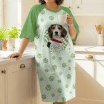 Personalised Multicolour Paw Pet Photo Lounge Pyjamas with Name and Pocket Daily Wear Birthday Gift for Grandma Mom Woman Pet Lover