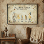 Personalised Cute Duck Flock Watercolor Canvas Paints with Name Wall Art Home Decor Mother's Day Gift for Grandparents