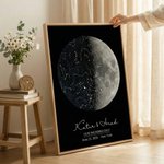 Personalizowany mapa gwiazd faza księżyca giclee na płótnie wystrój domu rocznicowy prezent ślubny dla pary