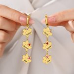 Personalized 1-4 Paw Prints Birthsonte Earrings with Name Dainty Jewelry Birthday Anniversary Gift for Women Pet Owners
