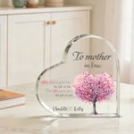 Personalized Mother-In-Law Heart Tree Heart-Shaped Acrylic Plaque with Text and Names Home Decor Mother's Day Birthday Gift for Mom Grandma