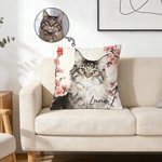 Taie d'oreiller personnalisée avec photo d'animal de compagnie à l'encre de Chine avec nom Cadeau d'anniversaire pour ami Propriétaire d'animal de compagnie