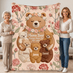 Personnalisé Imitation Broderie Effet 1-5 Maman-Enfant Couverture Douce avec Nom Décoration Maison Fête des Mères Cadeau d'Anniversaire pour Maman Grand-mère