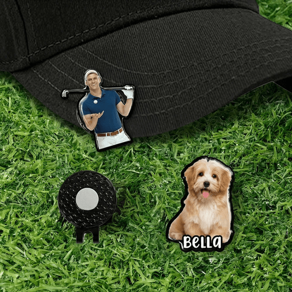 Personalised Photo Golf Ball Marker Magnetic Hat Clip with Name Court Use Birthday Game Day Gift for Golf Lover