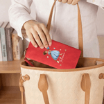 Personalizzato Cartoon Girl Birth Flower Portafoglio donna vintage in pelle PU con cinturino da polso e nome Regalo di compleanno per la festa della mamma sorella