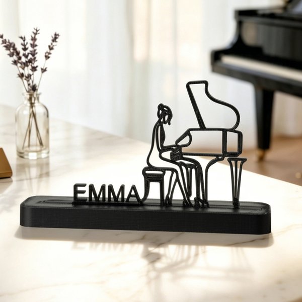 Personalizado Multicolor Piano Silueta Adorno con Nombre Decoración para el Hogar Día del Maestro Apreciación Cumpleaños Regalo para Pianista Profesor de Música Amante