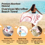Personalised Palm Half Heart Quick Dry Soft Oversized Beach Towel with Name Summer Pool Beach Party Birthday Gift for Couple