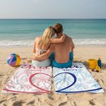 Personalised Palm Half Heart Quick Dry Soft Oversized Beach Towel with Name Summer Pool Beach Party Birthday Gift for Couple