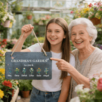 Personalized Birth Flower Natural Stone Slab Garden Sign with 1-8 Names Garden Decor Mother's Day Birthday Gift for Grandma Mom