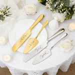 Personlig Initial Krans Design Bröllopstårta Kniv Servering Set med Namn och Datum 2 st Bröllopsgåva för nygifta par