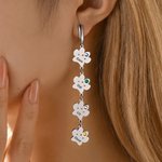 Personalized 1-4 Paw Prints Birthsonte Earrings with Name Dainty Jewelry Birthday Anniversary Gift for Women Pet Owners