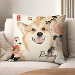 Taie d'oreiller personnalisée avec photo d'animal de compagnie à l'encre de Chine avec nom Cadeau d'anniversaire pour ami Propriétaire d'animal de compagnie