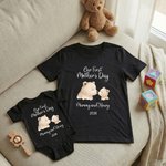 Personlig søt bjørn Vår første mors dag 100% bomull T-skjorte Baby Bodysuit med navn Bursdag morsdagsgave til babymor