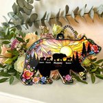 Spersonalizowana akrylowa ozdoba wisząca Mother Baby Bears Sun Flower z imieniem i nazwiskiem Dekoracja domu Dzień Matki Prezent urodzinowy dla mamy babci