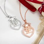 Personalizado Grad Cap Zircon Corazón Collar con Nombre y Año Graduación Cumpleaños Regalo para Graduados
