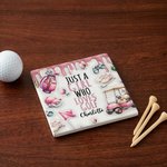 Personalised Pink Girl Loves Golf 11 oz 15 oz Ceramic Mug with Name and Coaster Daily Use Birthday Gift for Golfers Golf Lovers