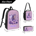 Personalizado lindo nacimiento de flores de hadas mochila estuche de lápices bolsa de almuerzo con el nombre de vuelta a la escuela temporada de cumpleaños de regalo para las niñas