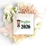 Personalized Cartoon Graduate Girl Ceramic Square Trinket Jewellery Dish with Name Congratulation Graduation Gift for Schoolmates Friends