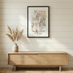 Stampa su tela con cornice di foto ad acquerello personalizzata con data e testo - Regalo di anniversario di San Valentino per coppie