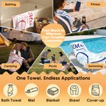 Personalised Palm Half Heart Quick Dry Soft Oversized Beach Towel with Name Summer Pool Beach Party Birthday Gift for Couple