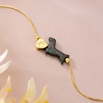 Personalizada en forma de corazón inicial de cuentas de ópalo Dachshund pulsera cumpleaños Memorial Gift for Dog Owners Lovers