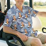 Personalized Face Photo Golf Elements Hawaiian Style Short-Sleeved Shirt Funny Anniversary Birthday Gift for Golf Players