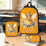 Personalizado lindo nacimiento de flores de hadas mochila estuche de lápices bolsa de almuerzo con el nombre de vuelta a la escuela temporada de cumpleaños de regalo para las niñas