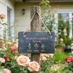 Personalized Birth Flower Natural Stone Slab Garden Sign with 1-8 Names Garden Decor Mother's Day Birthday Gift for Grandma Mom