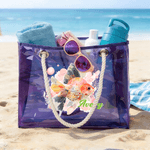 Personalised Watercolour Sea Animal Waterproof Transparent Tote Bag with Name Travel Essentials Mother's Day Birthday Beach Party Gift for  Woman