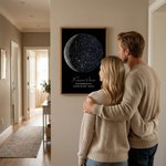 Personalizowany mapa gwiazd faza księżyca giclee na płótnie wystrój domu rocznicowy prezent ślubny dla pary