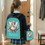 Personalizado lindo nacimiento de flores de hadas mochila estuche de lápices bolsa de almuerzo con el nombre de vuelta a la escuela temporada de cumpleaños de regalo para las niñas