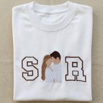 Spersonalizowany romantyczny haftowany foto miękki T-shirt bluza z kapturem z inicjałami prezent urodzinowy rocznica ślubu dla pary