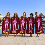 Personalized Football Player Silhouette Quick Dry Oversized Beach Towel with Name and Number Summer Vacation Travel Gift for Football Lover