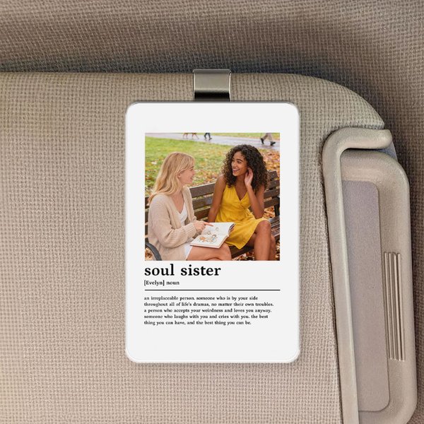 Personalized Acrylic Photo Car Sun Visor Clip with Name and Text Car Accessories Birthday Gift for Girlfriends Friends Sisters