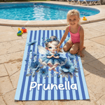 Serviette de plage personnalisée avec nom et fée de fleur de naissance - Surdimensionnée à séchage rapide - Cadeau d'anniversaire pour les filles