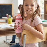 Personalized Birth Flower Fairy 12 oz Insulated Water Bottle with Name Straw and Spill-Proof Lid Birthday Gift for Kids Girls