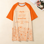 Vestido suave para dormir personalizado pintado a mano con flores, nombres y año Día de la Madre Cumpleaños Regalo para mamá Abuela