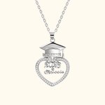 Personalizado Grad Cap Zircon Corazón Collar con Nombre y Año Graduación Cumpleaños Regalo para Graduados