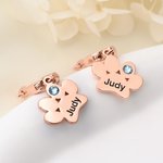 Personalized 1-4 Paw Prints Birthsonte Earrings with Name Dainty Jewelry Birthday Anniversary Gift for Women Pet Owners