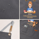 Personalisierte Kochschürze mit Cartoon-Figur und Kuchenmotiv | mit Zitat und Namen | Backschürze | Geschenk für Backliebhaberinnen Mama und Oma