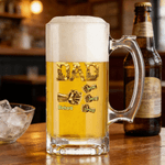 Verre à bière avec anse personnalisé Fist-Bump Dad 1-9 Names Father's Day Birthday Gift for Dad Grandfather Beer Lover (Cadeau d'anniversaire pour papa, grand-père, amateur de bière)