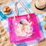 Personalised Watercolour Sea Animal Waterproof Transparent Tote Bag with Name Travel Essentials Mother's Day Birthday Beach Party Gift for  Woman