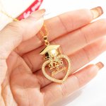 Personalizado Grad Cap Zircon Corazón Collar con Nombre y Año Graduación Cumpleaños Regalo para Graduados