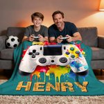 Henkilökohtainen Gamepad Splatter Paint Soft Throw Blanket kanssa nimi ja otsikko Home Decor syntymäpäivälahja Game Lover Kidille