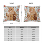 Personalised Imitation Embroidery Effect Flower Cute Mom-Baby Bear Soft Cushion Cover with Names Room Decor Mother's Day Gift for Mom