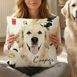 Taie d'oreiller personnalisée avec photo d'animal de compagnie à l'encre de Chine avec nom Cadeau d'anniversaire pour ami Propriétaire d'animal de compagnie