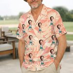 Personalized Face Photo Golf Elements Hawaiian Style Short-Sleeved Shirt Funny Anniversary Birthday Gift for Golf Players